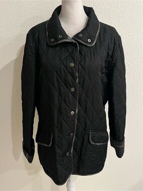 Burberry London Quilted Barn Jacket Black Nova Check Lined Coat